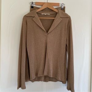 Erica Tanov Gold Metal Skirt Long Sleeve Top Size 1 -2